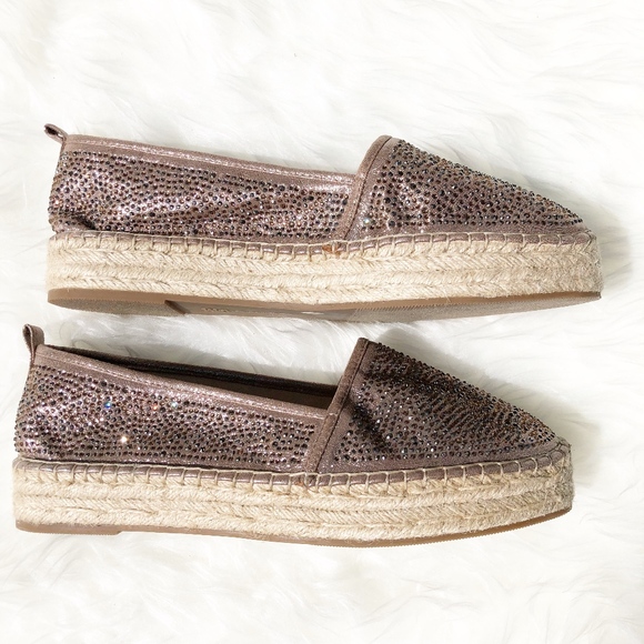 INC Metallic Rhinestone Platform Espadrilles NWOT - Picture 4 of 8